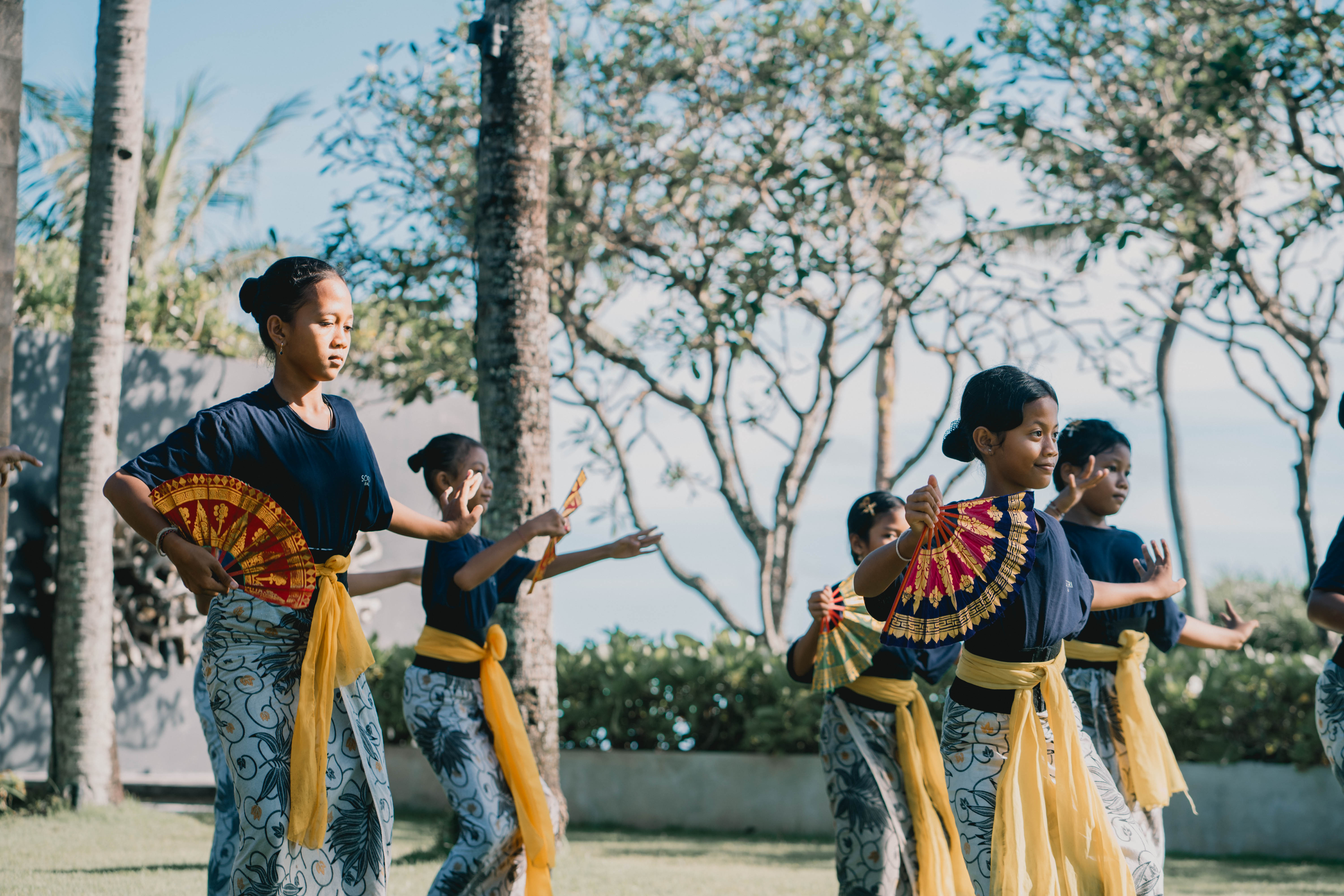 Young Balinese Legong dancers performing at Soori Bali