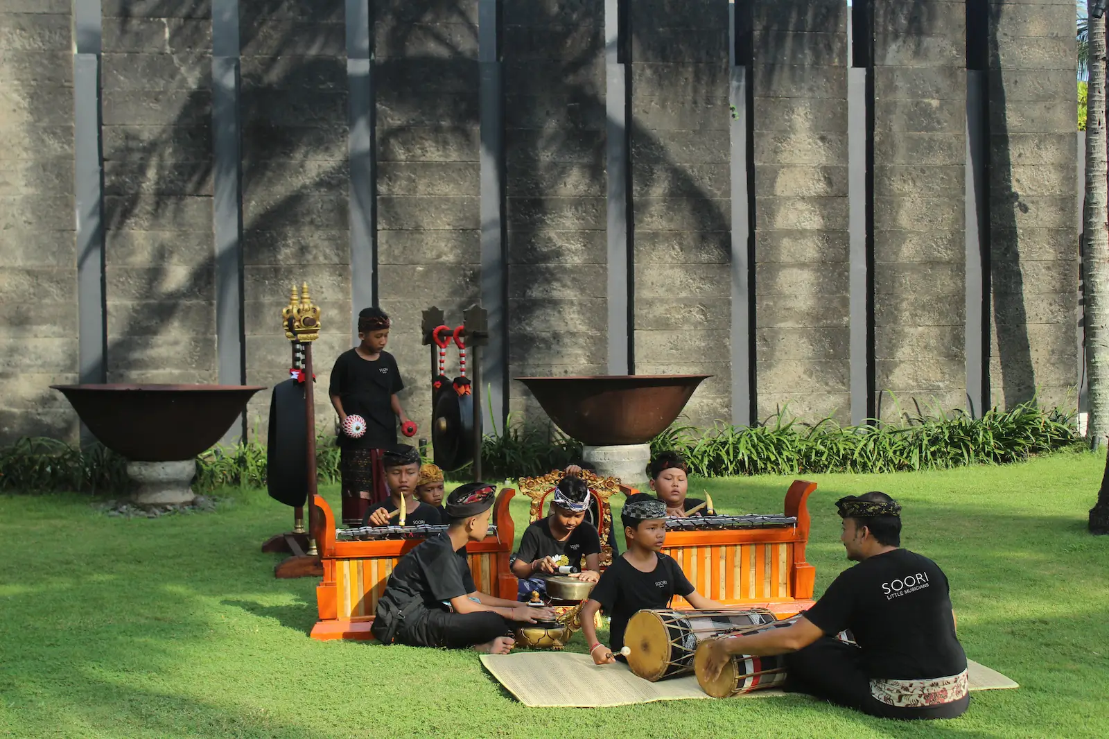 Young Balinese Legong dancers performing at Soori Bali